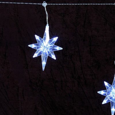 120Λ. LED Λευκα  Αστερια Με Μετασχηματιστη 2,8m +3m Καλωδιο