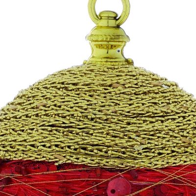 Μπαλα Χρυση Αλυσιδα Κοκκινη Τρεσα Σετ 6 Τεμαχιων 9cm